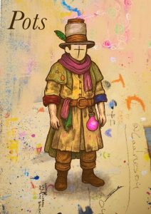 Esbós del vestuari de l'espectacle POTS de Tanaka Teatre per a públic familiar